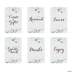 Eucalyptus Wedding Table Signs - 6 Pc.