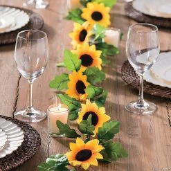 Faux Sunflower Greenery Garland -Party Decorations Sales Shop faux sunflower greenery garland13774654 a02