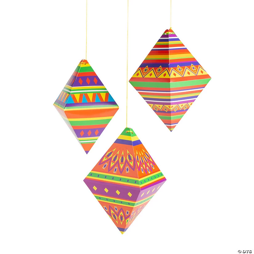 Fiesta Diamond Hanging Decorations - 3 Pc. 3 Fiesta Diamond Hanging Decorations - 3 Pc.