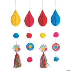 Fiesta Floral Bright Hanging Honeycomb Decorations - 4 Pc.
