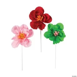 Fiesta Tissue Flower Sticks - 6 Pc.
