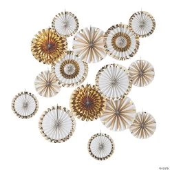 Ginger Ray Gold & White Fan Assortment - 15 Pc.