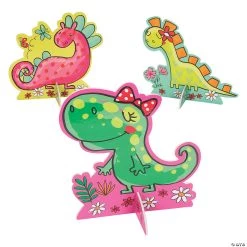 Girl Dinosaur Centerpieces - 3 Pc.