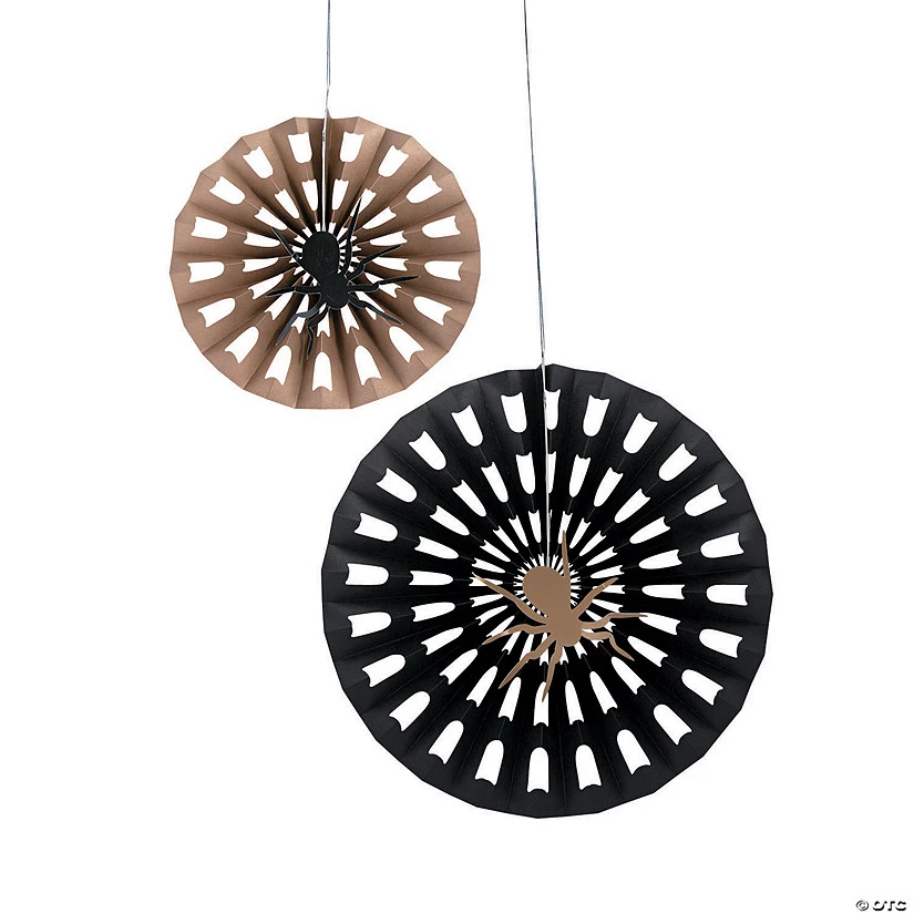 Glitz-O-Ween Spiderweb Cardboard Hanging Fan Halloween Decorations - 12 Pc. 3 Glitz-O-Ween Spiderweb Cardboard Hanging Fan Halloween Decorations - 12 Pc.