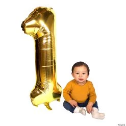 Gold 1 Shaped Number 34" Mylar Balloon -Party Decorations Sales Shop gold 1 shaped number 34 mylar balloon13991184 a01