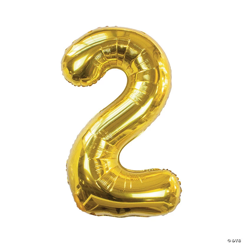 Gold 2 Shaped Number 34" Mylar Balloon 3 Gold 2 Shaped Number 34" Mylar Balloon