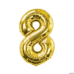 Gold 8-Shaped Number 34" Mylar Balloon