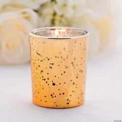 Mercury Glass Votive Candle Holders - 12 Pc. -Party Decorations Sales Shop gold flecked mercury glass votive candle holders 12 pc 13725011 a01
