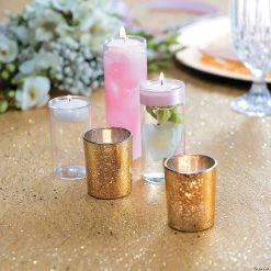 Mercury Glass Votive Candle Holders - 12 Pc. -Party Decorations Sales Shop gold flecked mercury glass votive candle holders 12 pc 13725011 a03