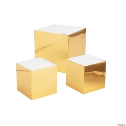 Gold Foil Square Dessert Riser Set - 3 Pc.