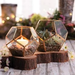 Gold Geometric Terrarium Candle Holders - 2 Pc. -Party Decorations Sales Shop gold geometric terrarium candle holders 2 pc 13759798 a01