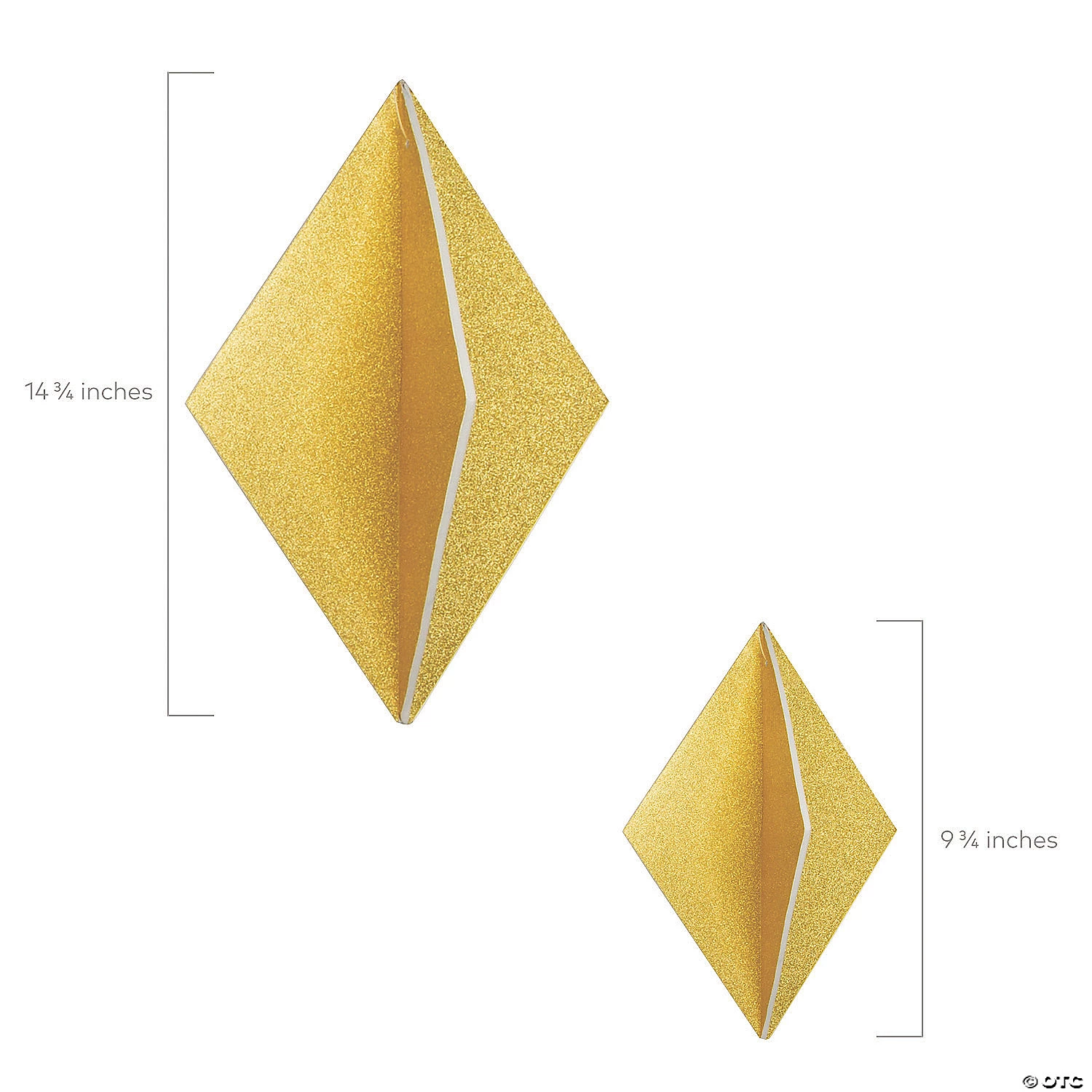 Gold Glitter Diamond Hanging Decorations - 4 Pc. 4 Gold Glitter Diamond Hanging Decorations - 4 Pc. - Image 2