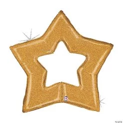 Gold Glitter Holographic Star 48" Mylar Balloon