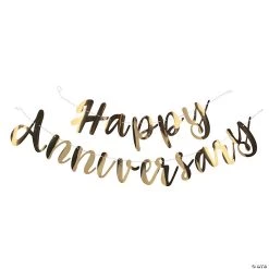 Gold Happy Anniversary Foil Script Banner