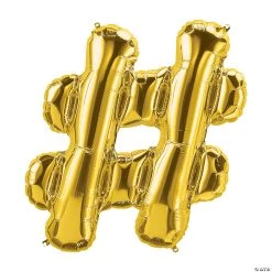 Gold Hashtag 34" Mylar Balloon