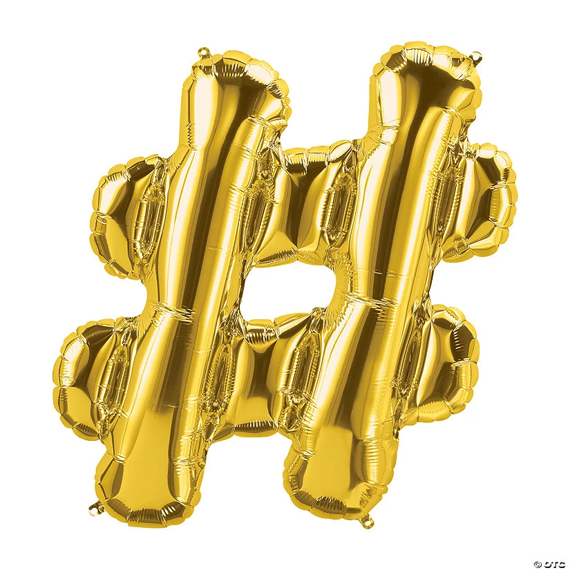 Gold Hashtag 34" Mylar Balloon 3 Gold Hashtag 34" Mylar Balloon