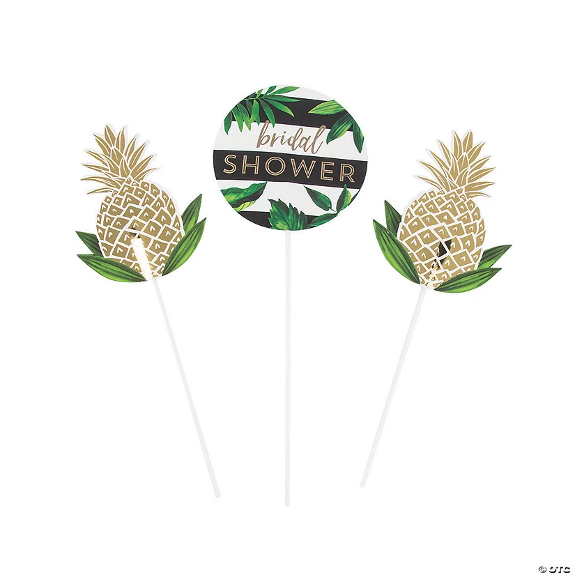 Gold Pineapple Bridal Shower Centerpiece Sticks Set - 3 Pc. 3 Gold Pineapple Bridal Shower Centerpiece Sticks Set - 3 Pc.