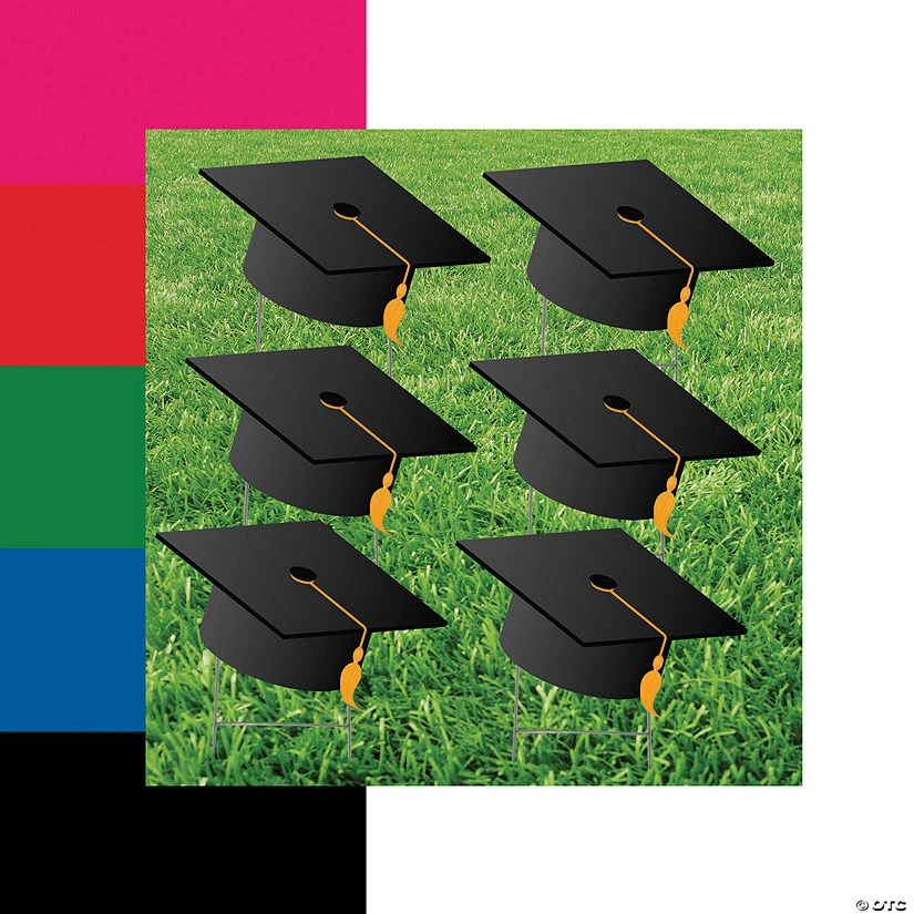 Grad Cap Yard Signs - 6 Pc. 3 Grad Cap Yard Signs - 6 Pc.