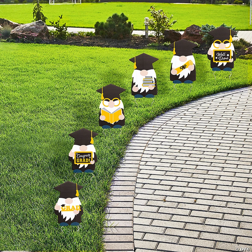 Graduation Gnome Sidewalk Signs - 6 Pc. 3 Graduation Gnome Sidewalk Signs - 6 Pc.