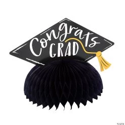 Graduation Mortarboard Honeycomb Centerpieces - 3 Pc.