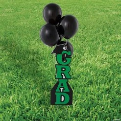 Grad Vertical Yard Sign Kit with 11" Black Latex Balloons - 21 Pc.