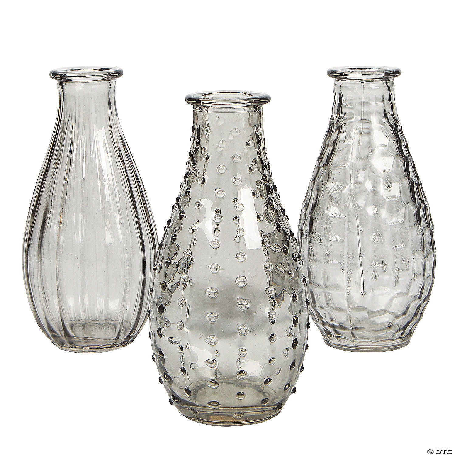 Grey Vintage Glass Bud Vases - 3 Pc. 3 Grey Vintage Glass Bud Vases - 3 Pc.