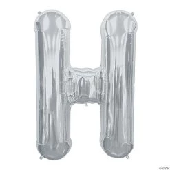 “H” Silver 34" Mylar Letter Balloon