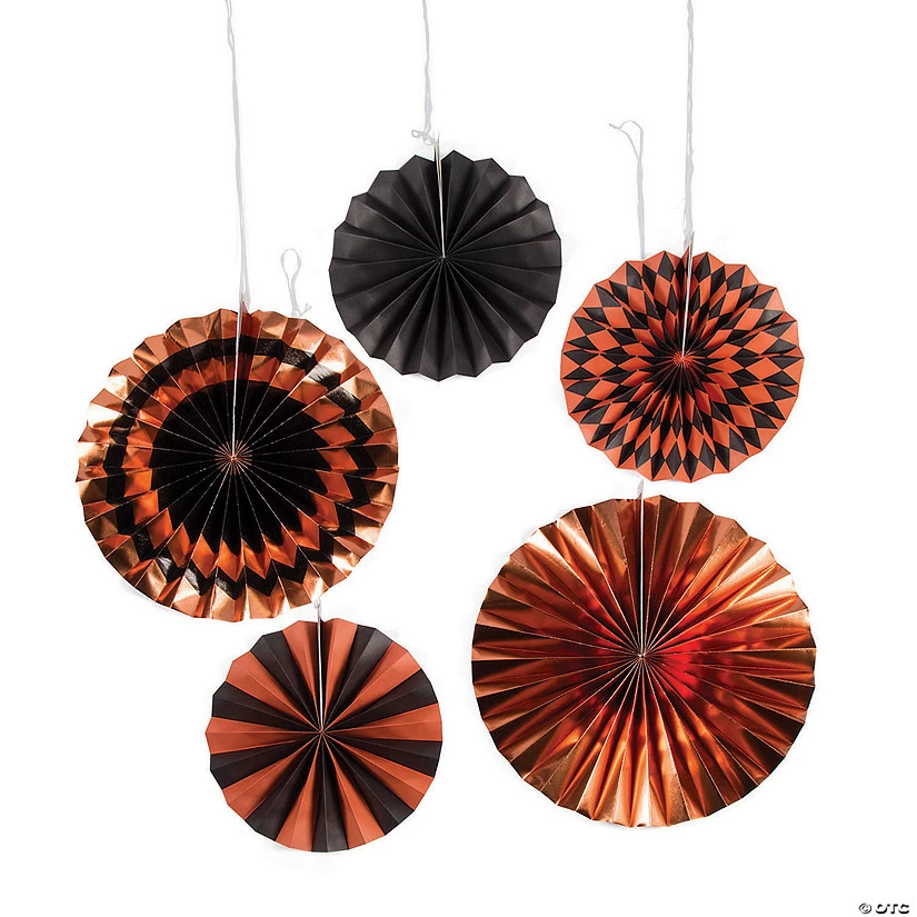 Halloween Foil Hanging Fans - 6 Pc. 3 Halloween Foil Hanging Fans - 6 Pc.