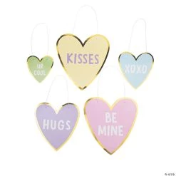 Hanging Valentine Conversation Heart Cutouts - 5 Pc.