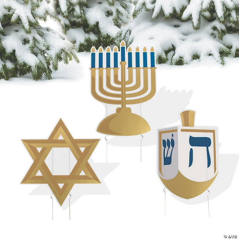 Hanukkah Yard Signs - 3 Pc. 3 Hanukkah Yard Signs - 3 Pc.