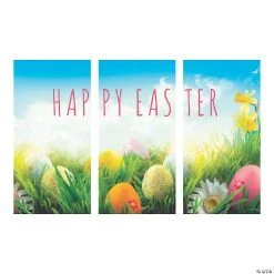 Happy Easter Plastic Backdrop - 3 Pc. -Party Decorations Sales Shop happy easter plastic backdrop 3 pc 13788681 a01