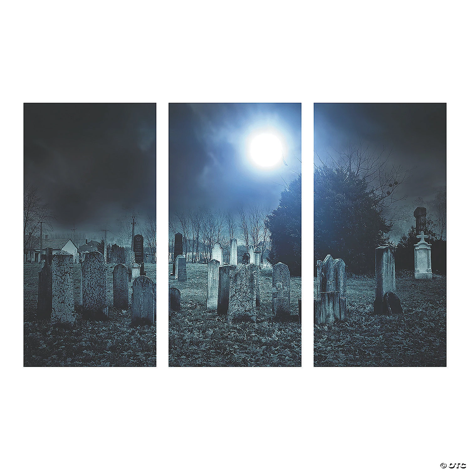 Haunted Cemetery Backdrop - 3 Pc. 4 Haunted Cemetery Backdrop - 3 Pc. - Image 2