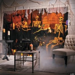 Haunted Skeleton Banquet Backdrop Halloween Decoration - 3 Pc. -Party Decorations Sales Shop haunted skeleton banquet backdrop halloween decoration 3 pc 13775486 a01