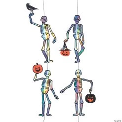 Holographic Skeleton Hanging Halloween Decorations - 10 Pc.
