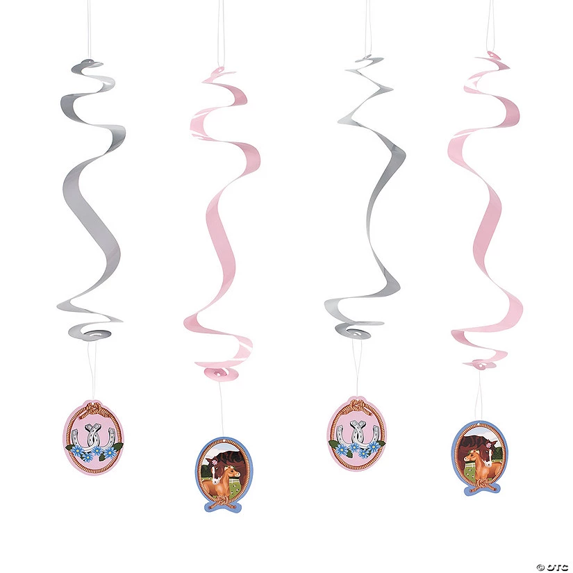 Horse Party Hanging Swirl Decorations - 12 Pc. 3 Horse Party Hanging Swirl Decorations - 12 Pc.