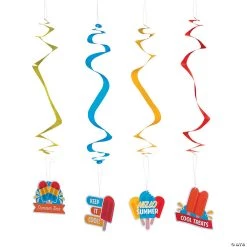 Ice Pop Party Hanging Swirl Decorations - 12 Pc.