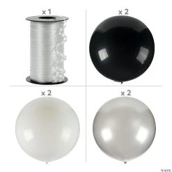 Jumbo Black, White & Silver Latex Balloon Bouquet - 7 Pc. -Party Decorations Sales Shop jumbo black white and silver latex balloon bouquet 7 pc 14115248 a01