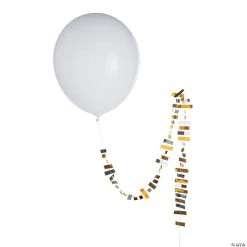 Jumbo White 36” Latex Balloon with Metallic Tassel