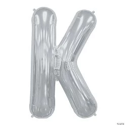 “K” Silver Letter 34" Mylar Balloon
