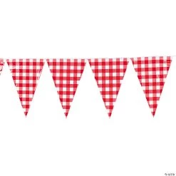 Large Red Gingham Vinyl Pennant Banner