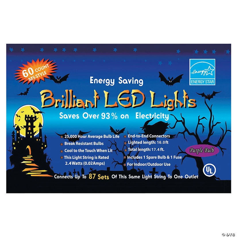 LED 60 Count Purple Party Lights 3 LED 60 Count Purple Party Lights