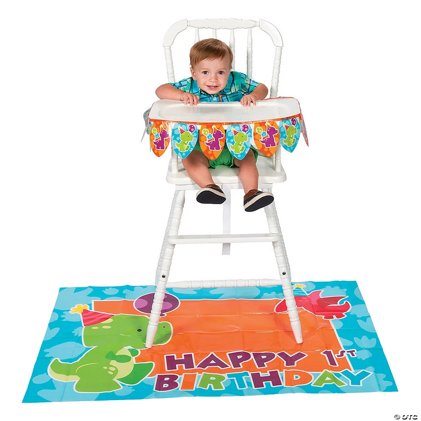 Little Dino 1st Birthday High Chair Decorating Kit - 2 Pc. 3 Little Dino 1st Birthday High Chair Decorating Kit - 2 Pc.
