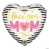 Love You Mom Striped Heart 18" Mylar Balloon -Party Decorations Sales Shop love you mom striped heart 18 mylar balloon13838656