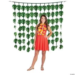 Luau Palm Leaves Curtain Backdrop