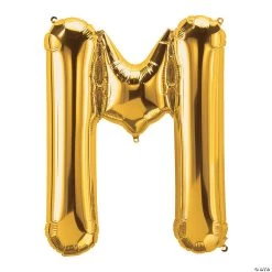 M Gold Letter 34" Mylar Balloon