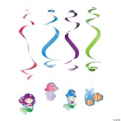 Mermaid Party Hanging Swirl Decorations - 12 Pc.
