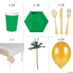 Metallic Tropical Party Tableware Kit for 24 Guests -Party Decorations Sales Shop metallic tropical party tableware kit for 24 guests14100602 a01