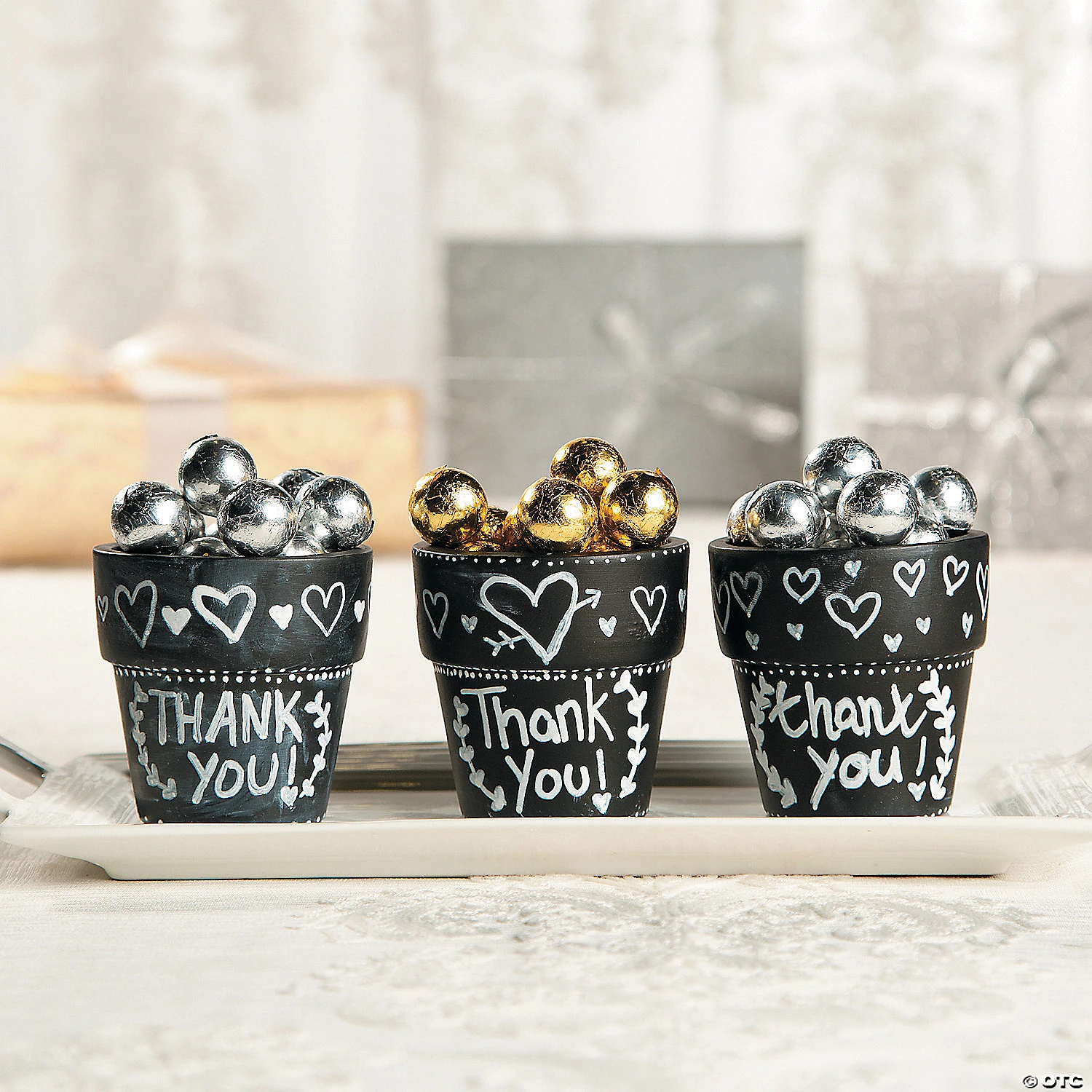 Mini Ceramic Chalkboard Flowerpots - 12 Pc. 5 Mini Ceramic Chalkboard Flowerpots - 12 Pc. - Image 3