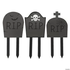 Mini Headstone Yard Stake Halloween Decorationst - 3 Pc. -Party Decorations Sales Shop mini headstone yard stake halloween decorationst 3 pc 13952123 a01