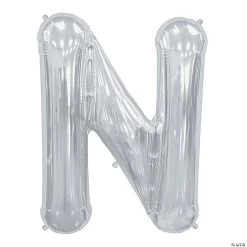 “N” Silver Letter 34" Mylar Balloon